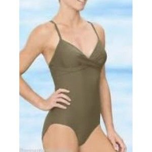 Athleta One Piece Olive Green Sculpting underwire Swimsuit
